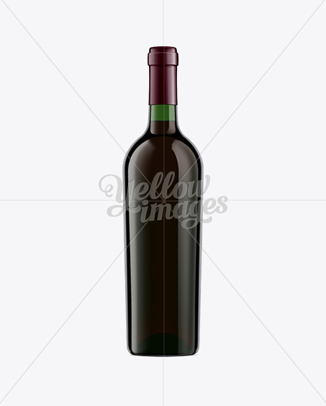 Green Glass Bottle with Red Wine Mockup PSD #1