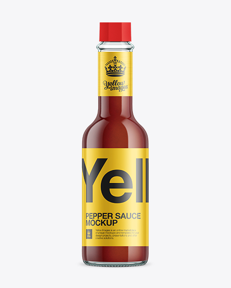 Download Smoked Pepper Sauce Mockup in Bottle Mockups on Yellow ...