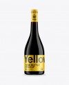 Download Dark Amber Glass Burgundy Bottle w/ Red Wine HQ Mockup in Bottle Mockups on Yellow Images Object ...