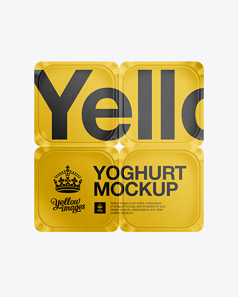 Download Yogurt 4 Pack Mockup In Packaging Mockups On Yellow Images Object Mockups PSD Mockup Templates