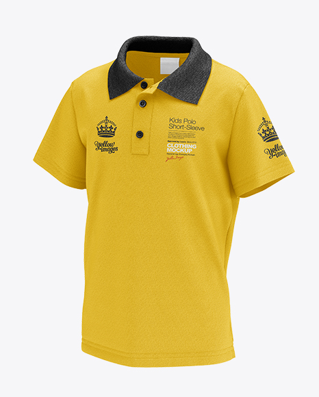 Kids Polo Hq Mockup Half Turned View In Apparel Mockups On Yellow Images Object Mockups