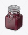 100ml Glass Cranberry Jam Jar w/ Clamp Lid Mockup - Half Side View