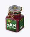 100ml Glass Cranberry Jam Jar w/ Clamp Lid Mockup - Half Side View