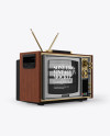 Sony 1300E Vintage Tv Mockup - Half Side View on Yellow Images Object