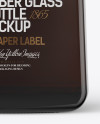 Square Amber Glass Black Rum Bottle Mockup