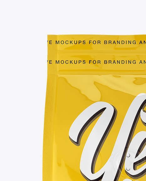Glossy Coffee Bag With Valve Mockup   Front View PSD #2
