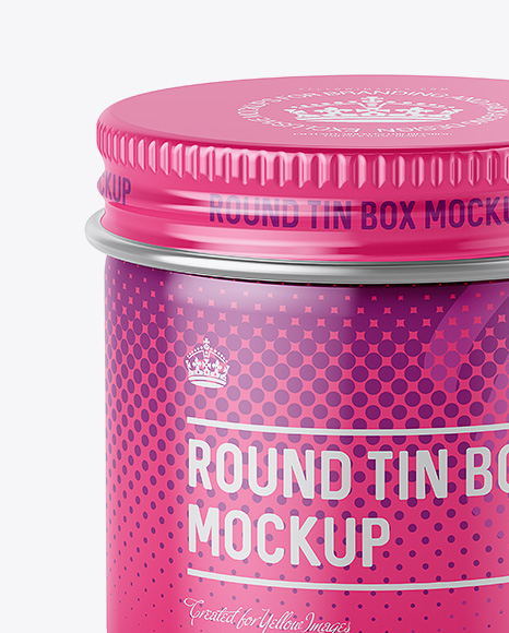 50ml Round Tin Box with Glossy Finish Mockup   High Angle Shot PSD #1