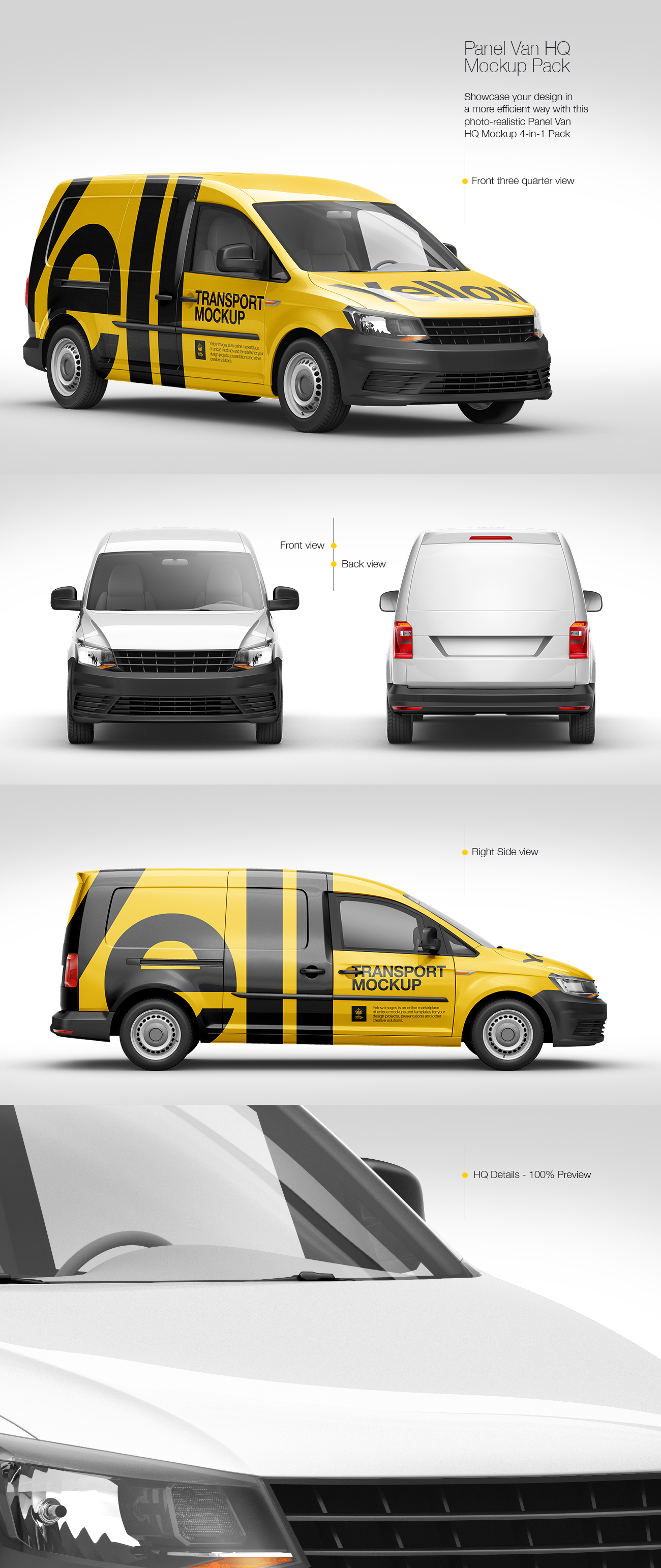 Download Panel Van HQ Mockup Pack in Handpicked Sets of Vehicles on Yellow Images Creative Store