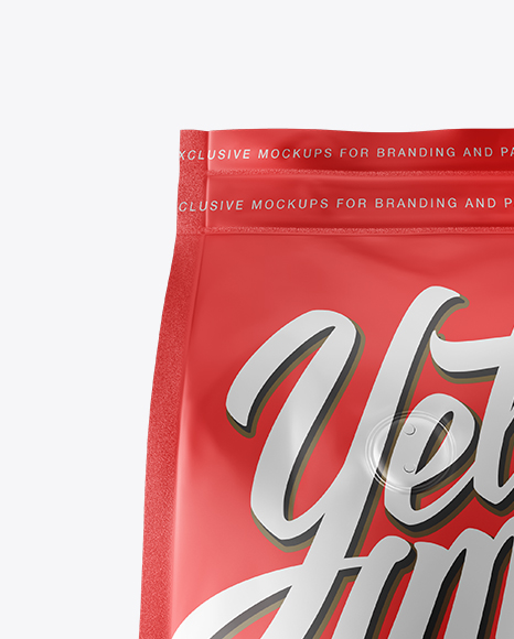 Matte Metallic Coffee Bag With Valve Mockup - Hero Shot on Yellow