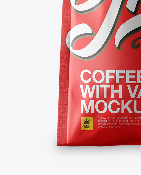 Matte Metallic Coffee Bag With Valve Mockup   Hero Shot PSD #1