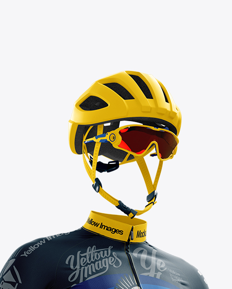 Men S Full Cycling Kit Mockup Hero Shot In Apparel Mockups On Yellow Images Object Mockups