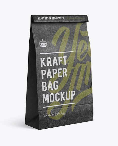 Download Kraft Paper Food Snack Bag Mockup Halfside View In Bag Sack Mockups On Yellow Images Object Mockups