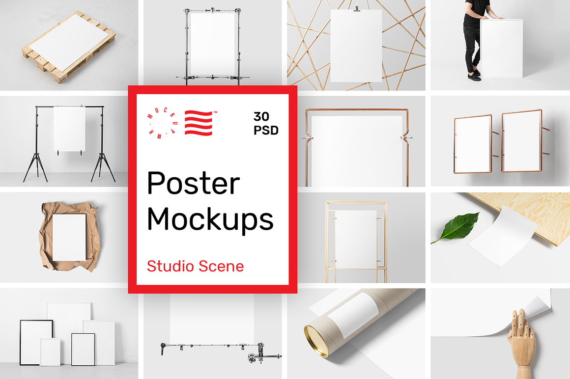 Poster Mockups Studio Scene In Indoor Advertising Mockups On Yellow Images Creative Store