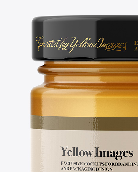 Download Glass Jar With Honey Mockup Front View In Jar Mockups On Yellow Images Object Mockups PSD Mockup Templates