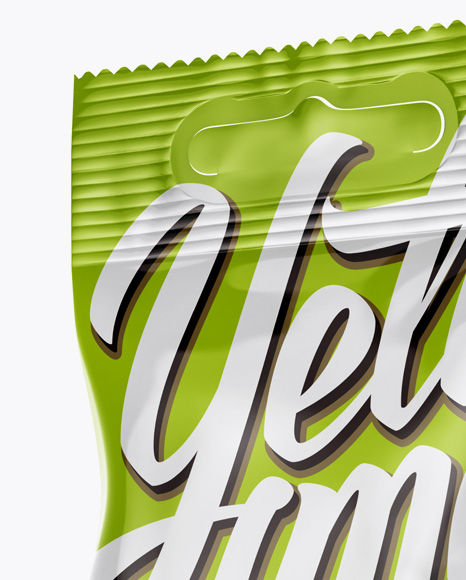 Glossy Snack Package Mockup - Half Side View