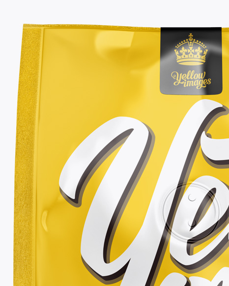 Glossy Coffee Bag With Valve Mockup   Front View PSD #1