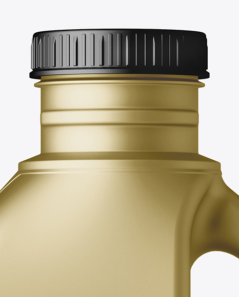 Metallic Jug With Paper Label Mockup - Side View on Yellow Images