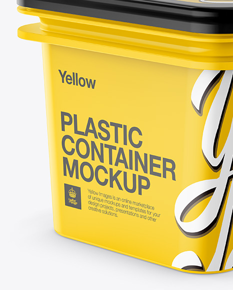 Download Plastic Container Mockup Half Side View In Pot Tub Mockups On Yellow Images Object Mockups Yellowimages Mockups