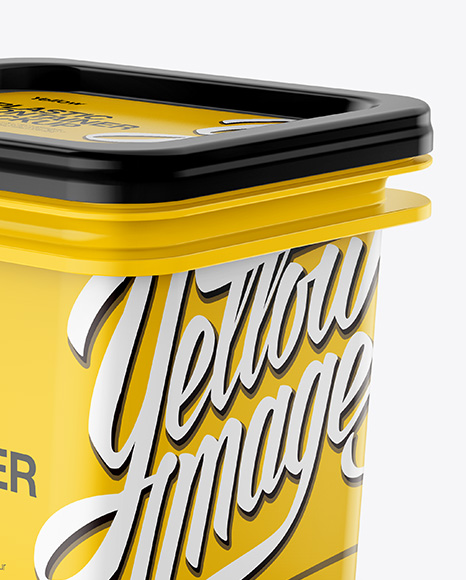 Download Plastic Container Mockup Half Side View In Pot Tub Mockups On Yellow Images Object Mockups PSD Mockup Templates