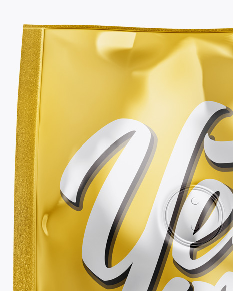 Metallic Coffee Bag With Valve Mockup   Front View PSD #6