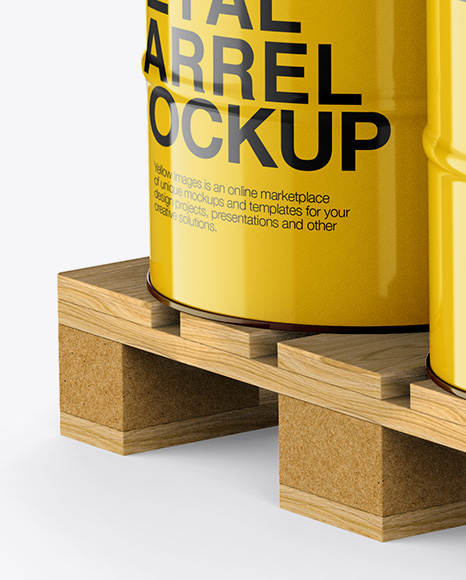 Download Wooden Pallet With 6 Metal Barrels Mockup Half Side View In Barrel Mockups On Yellow Images Object Mockups PSD Mockup Templates