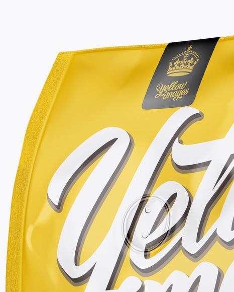 Glossy Coffee Bag With Valve Mockup   Half Side View PSD #1