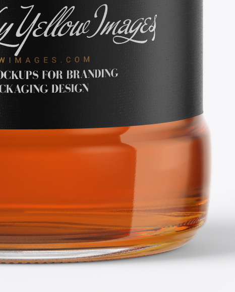 Clear Glass Bottle with Whiskey Mockup PSD #2