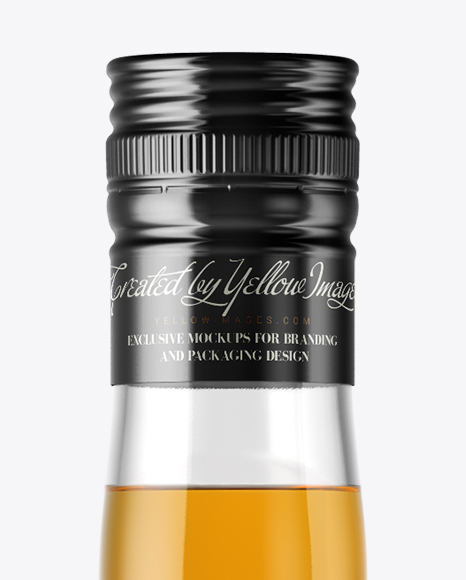 Clear Glass Bottle with Whiskey Mockup PSD #6