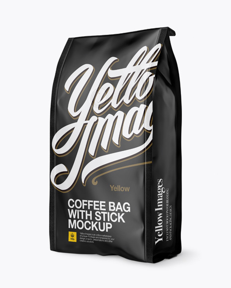 Download Matte Coffee Bag With Valve Mockup - Half Side View in Bag ...