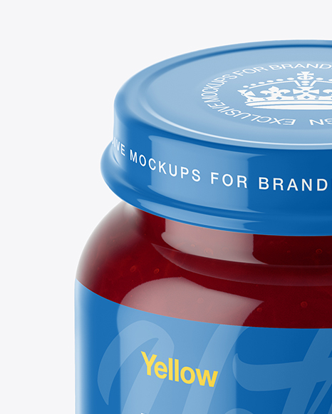 Baby Food Plum Puree Small Jar Mockup High Angle Shot In Jar Mockups On Yellow Images Object Mockups