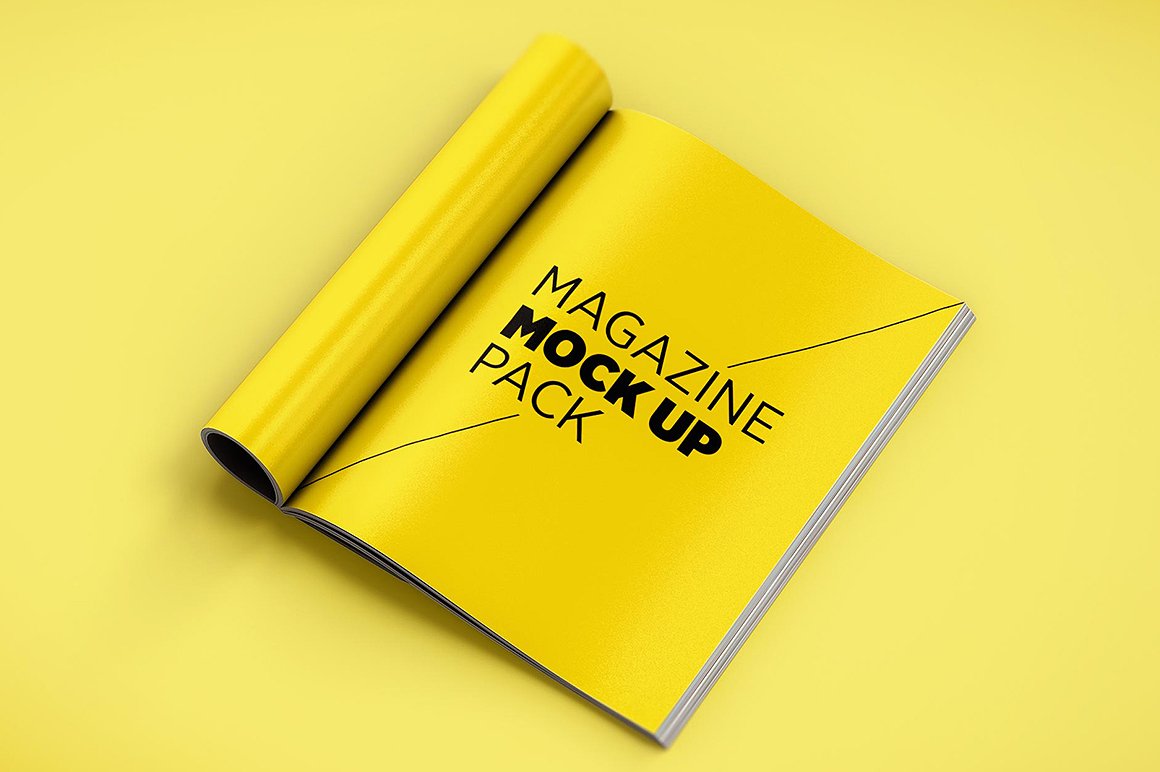 Magazine Mock Up Pack In Stationery Mockups On Yellow Images Creative Store