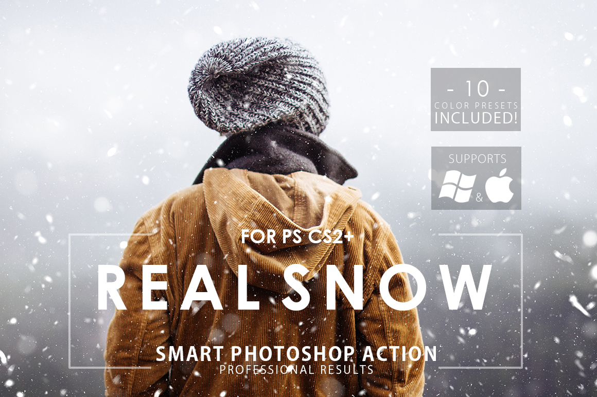 Download Real Snow Photoshop Action In Actions Presets On Yellow Images Creative Store PSD Mockup Templates