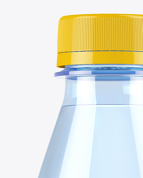 Blue PET Bottle With Water Mockup