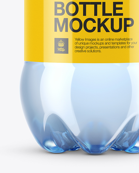 Blue PET Bottle With Water Mockup