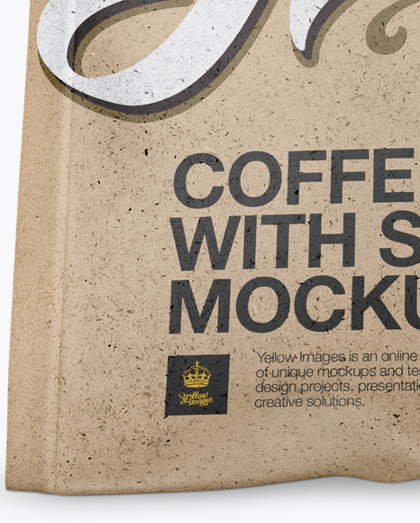 Download Kraft Paper Coffee Bag With Valve Mockup Hero Shot In Bag Sack Mockups On Yellow Images Object Mockups PSD Mockup Templates