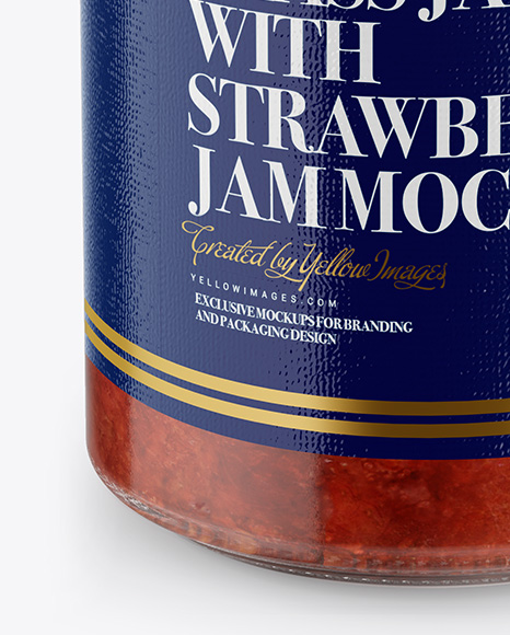 Download Glass Jar With Strawberry Jam Mockup Front View High Angle Shot In Jar Mockups On Yellow Images Object Mockups