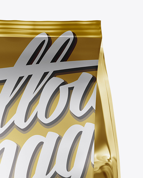 Metallic Snack Bag Mockup Half Side View In Bag Sack Mockups On Yellow Images Object Mockups