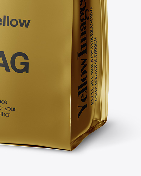 Metallic Snack Bag Mockup Half Side View In Bag Sack Mockups On Yellow Images Object Mockups