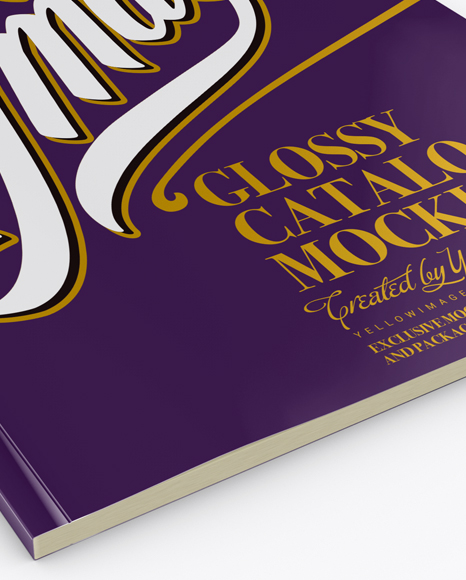 Download Glossy Catalogue Mockup Half Side View High Angle Shot In Stationery Mockups On Yellow Images Object Mockups PSD Mockup Templates