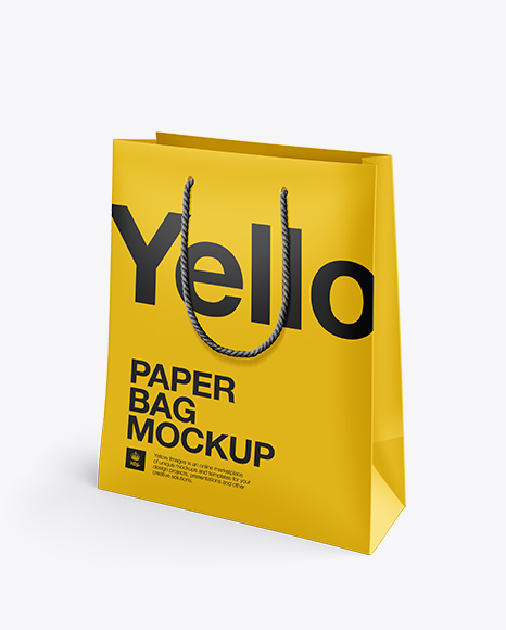 Download Rope Handle Paper Bag Mockup Half Side View in Bag & Sack Mockups on Yellow Images Object Mockups