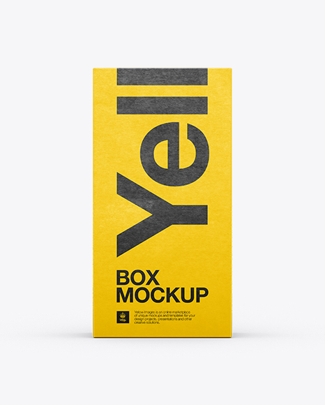 Paper Box Mockup - Front View (Eye-Level Shot) on Yellow Images Object