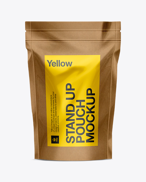 Kraft Stand Up Pouch With Zipper Mockup In Pouch Mockups On Yellow Images Object Mockups