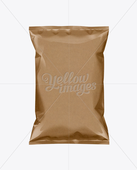 Download Kraft Paper Snack Bag Mockup In Flow Pack Mockups On Yellow Images Object Mockups