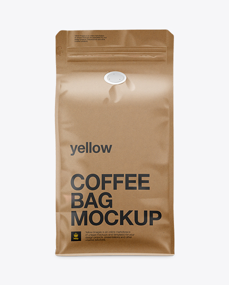 Download Kraft Coffee Bag Mockup Front View In Bag Sack Mockups On Yellow Images Object Mockups