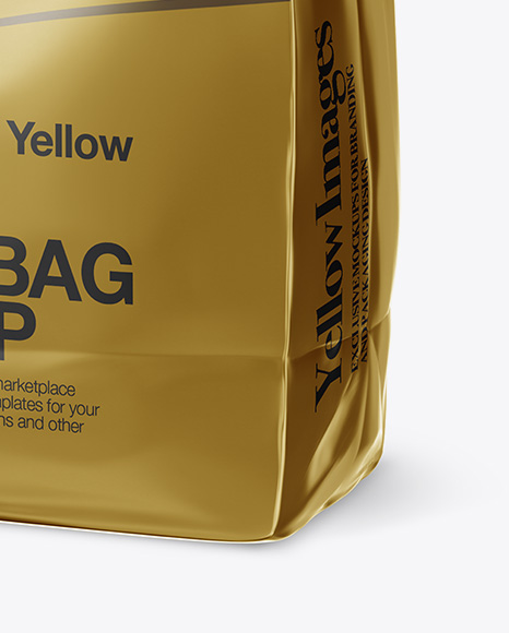 Download Metallic Snack Bag With Label Mockup Half Side View In Bag Sack Mockups On Yellow Images Object Mockups