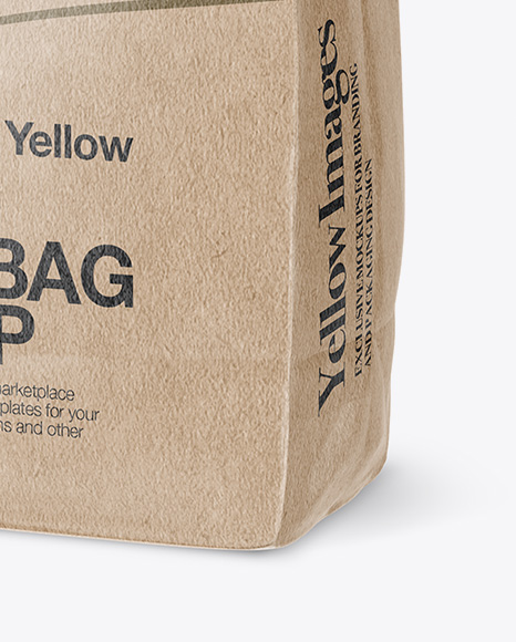 Download Kraft Snack Bag With Label Mockup Half Side View In Bag Sack Mockups On Yellow Images Object Mockups