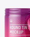 50ml Open Round Tin Box with Glossy Finish Mockup - Front View