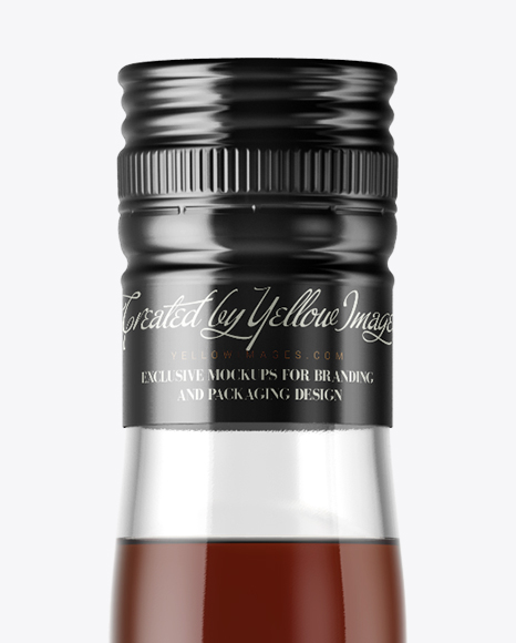 Clear Glass Bottle with Black Rum Mockup