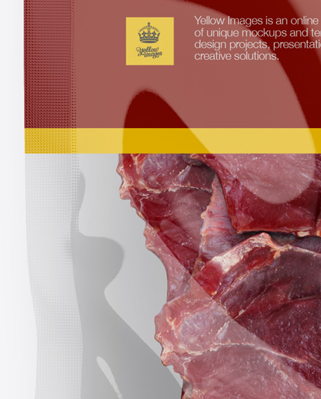 Beef Jerky Package Mockup In Bag Sack Mockups On Yellow Images Object Mockups