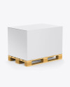 Wooden Pallet With Box Mockup - Half Side View